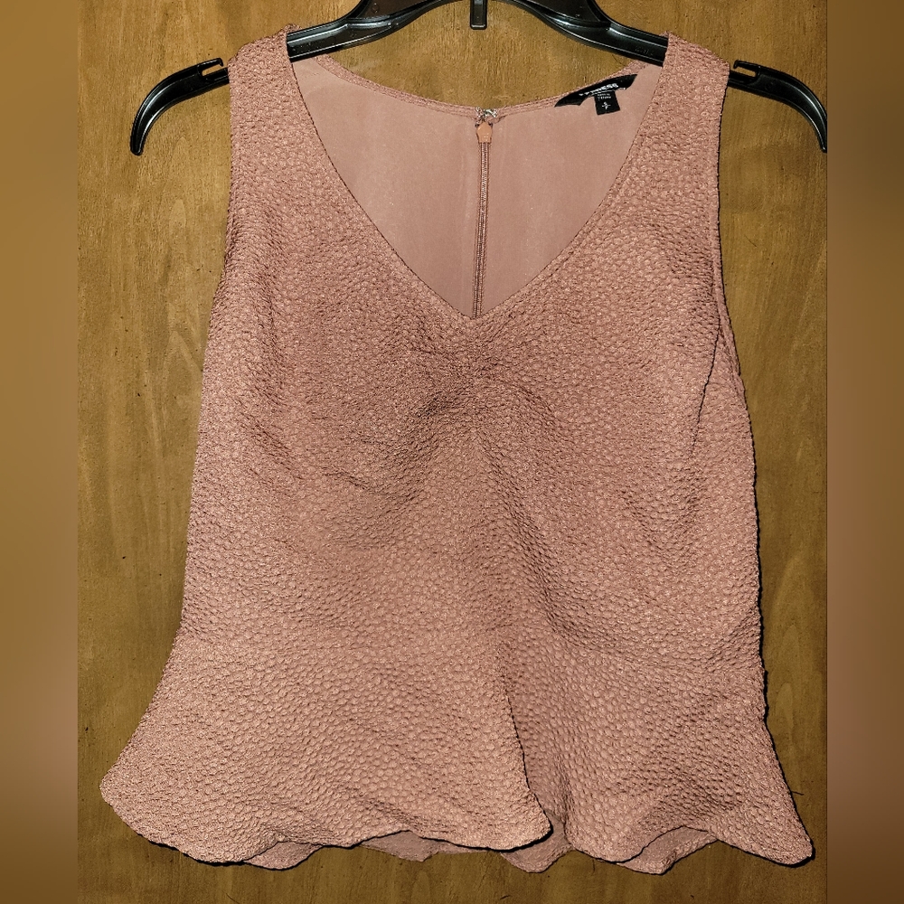 Express Mauve V Neck Blouse, Zipper Back, Size Small Petite